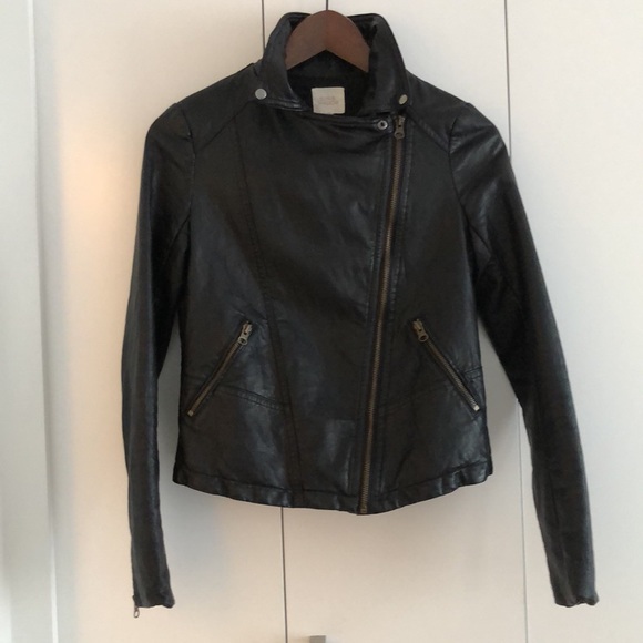 Faux Leather Moto Jacket, XS, like new - Picture 2 of 4